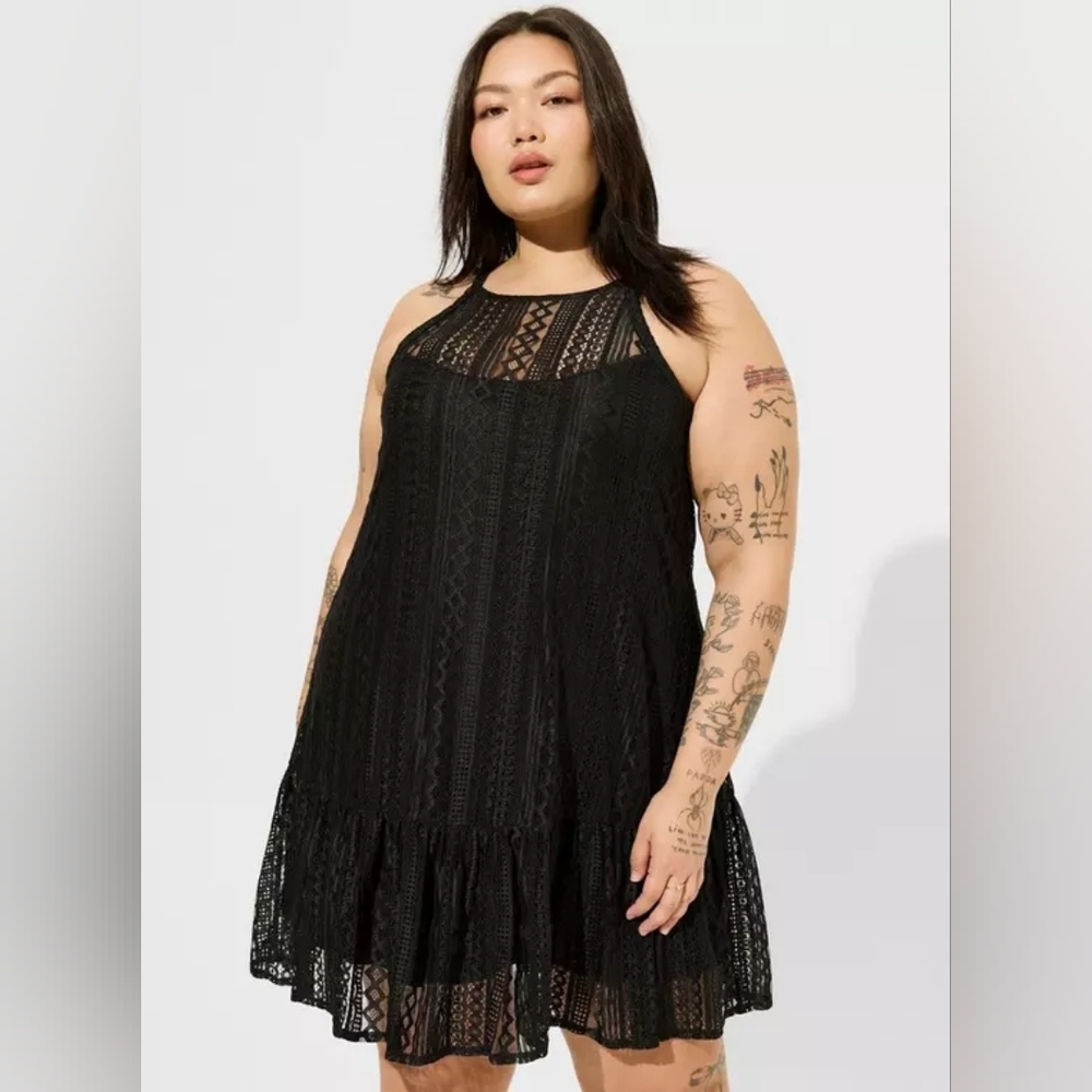 Torrid Black Goth Sleeveless Whimsigoth Trapeze Dress Women's Plus Size 3X Nwt